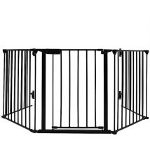 Haloyo - Grille de protection pliante à 5 panneaux avec porte,310 x 2.5 x 75cm,noir