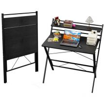 Haloyo - Klappbarer Computertisch, Computertisch, Schreibtisch mit Ablagen, 80x50x107cm, Schwarz