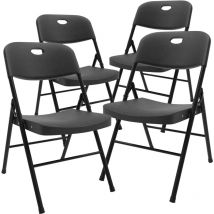 Haloyo - Klappstuhl 4er Set, Esszimmerstuhl, Indoor Klappstuhl, Küchenstuhl, für Küche, Esszimmer, Büro, 56x49x80cm, Schwarz