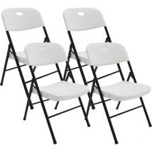 Klappstuhl 4er Set, Esszimmerstuhl, Indoor Klappstuhl, Küchenstuhl, für Küche, Esszimmer, Büro, 56x49x80cm, Weiß - Haloyo