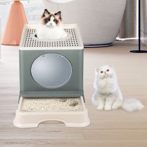 Lettiera per Gatti con Coperchio,con calotta,tipo di cassetto,contenitore per sabbietta per gatti,48 x 39 x 34 cm,grigio - Haloyo