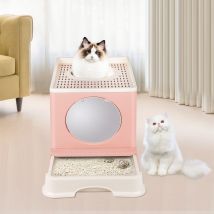 Lettiera per gatti Design a griglia,facile pulizia,48 x 39 x 34 cm,azzurro - Haloyo