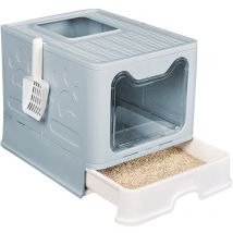Lettiera per gatti Design a griglia,facile pulizia,51 x 41 x 38cm cm,blu - Haloyo