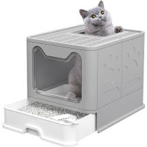 Haloyo - Lettiera Per Gatti Design A Griglia,facile Pulizia,51 X 41 X 38cm Cm,grigio