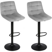 Haloyo 2er-set Barhocker, Hochstühle, Höhenverstellbar, Metallgestell, Drehbar, Hellgrau