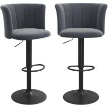 Haloyo Lot de 2 chaises de bar réglables en hauteur, Tabouret de Bar, pour cuisine, bar ou îlot central, 54x47x85-106cm, Gris foncé