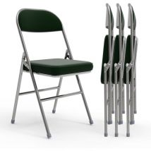 Lot de 4 Salon de jardin chaises pliantes assise dossier rembourrés acier synthétique, 46x41x80.3cm, vert - Haloyo