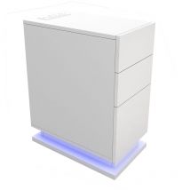 Haloyo Moderner Nachttisch mit 3 Schubladen und LED-Beleuchtung, Beistelltisch für Wohnzimmer & Schlafzimmer, 50×30×63 cm, weiß