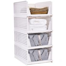 Paquet de 4 organisateurs de placard pliables, Organisateur de rangement pour garde-robe, panier organisateur de tiroir en plastique pour chambre à
