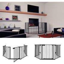 Haloyo - per Bambini e Animali Cancelletto Griglia di Sicurezza per Camino,310 x 2.5 x 75cm,Nero