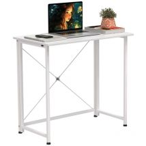Haloyo - Pliable Bureau d'ordinateur, Table de Bureau , Bureau Pliant pour Étudier, Travailler, Chambre, 80x45x74cm, blanc