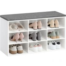 Haloyo - Schuhbank, Eingangsmöbel, Schuhregal, geeignet für den Flur, das Wohnzimmer und den Eingangsbereich, Maße: 80x30x48cm, weiß