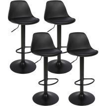 Haloyo - Set Mit 4 Höhenverstellbaren Barhockern Aus Kunstleder, Schwarz
