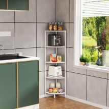 Haloyo - Vintage Eckenregal, Eckenbibliothek, 5-stufiges Regal, geeignet für das Zuhause, das Wohnzimmer, das Schlafzimmer, den Balkon, Maße: