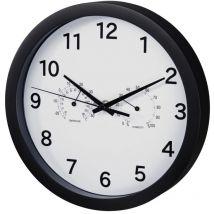 Horloge murale Hama Pure Plus ø 25 cm avec thermo-/hygromètre silencieuse noire