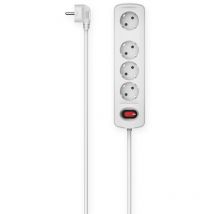 Hama - multiprise 4 positions schuko, fiche schuko, câble 1,5 mètres, blanc, avec interrupteur 00223051