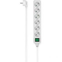 Hama - multiprise 6 positions schuko, fiche schuko, câble 3 mètres, blanc, avec interrupteur 00223008