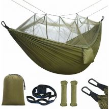 Hamac avec Moustiquaire, 275x140cm Double Hamac Ultra-léger de Voyage Camping, Nylon de Parachute, Charge 300 kg avec Sac de Transport, Sangles et
