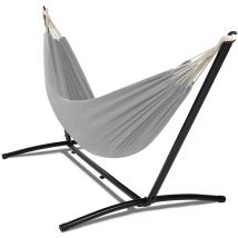 Idmarket - Hamac avec support métal et toile gris clair