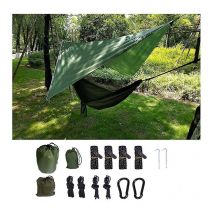 Hamac de camping en maille avec auvent et hamac double suspendu avec moustiquaire et bâche anti-pluie