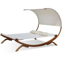 Concept-usine - Bora-bora : hamac sur pieds bois 2 personnes 195 x 180 cm en toile pvc écru
