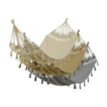 Hamac à franges en 3 couleurs – Coton et polyester – Longueur 290 cm – Charge maximale 120 kg – Jardin piscine