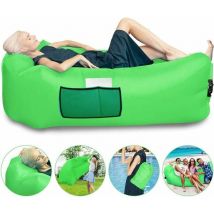 Ahlsen - Hamac Gonflable Imperméable avec Oreiller Intégré et Petit Sac de Rangement(vert)
