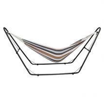 Todeco - Hamac, Lit Suspendu, Marron, Avec support type-H, Brésilien, Coton, Capacité: Pour 2 personnes