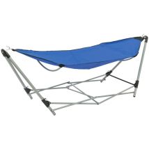 Le Poisson Qui Jardine - Hamac Pliable Bleu 241 cm. Avec support. Pour de longues siestes au jardin ou dans la véranda - Bleu