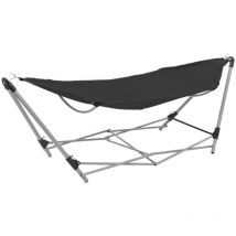 Le Poisson Qui Jardine - Hamac Pliable Noir 241 cm. Avec support. Pour de longues siestes au jardin ou dans la véranda - Noir