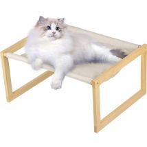 Aqrau - Katze Hängematte, Massivholz Segeltuch Bett, abnehmbar und waschbar, für Indoor-Katze hölzerne Hängematte 50 x 40 x 25cm