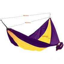 O'camp - Hamac de camping en toile 1 place Jaune et violet - Dimensions 270 x 130 cm