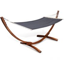Idmarket - Hamac xl avec support bois et toile gris anthracite