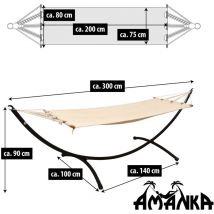 Amanka - Hamaca Jardin con Soporte - 300cm Amaca con Base - 190x80cm Tela Amaca Exterior
