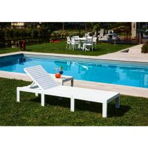 Gardeneas - Tumbona Caserta, Tumbona de jardín ajustable, Cuna exterior, 100% Made in Italy, Cm 195x65h78 Blanco