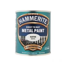 Hammerite - Satin Direct To Rust Metal Paint- 750ML - White - White