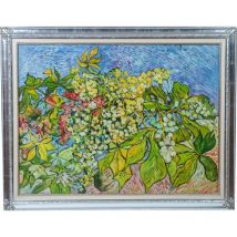 Hand painted oil painting on canvas wood made frame silver leaf finish RIBES 140