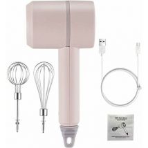 Handheld Kitchen Mixers - 3 Speeds Cordless Portable Lightweight Egg Beater for Whisking Cookies Cakes Stacks Pink