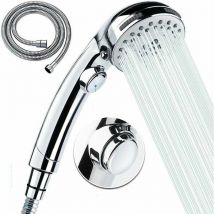 Fuhuida Trading - Handheld shower head with hose -5 spray settings Removable high pressure shower head with on / off switch -Chrome (a)