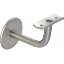 Handlaufträger mit Winkel, Ros. ø 60 mm, Wandabstand 74 mm, Edelstahl matt
