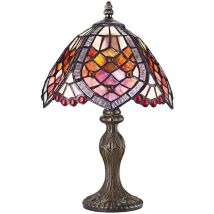 Handmade Red Beaded Stained Glass Tiffany Table Lamp by Happy Homewares Red