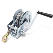 Handseilwinde bis 550kg Übersetzung 4,1:1 142x151x192mm, Winde mit 10m Drahtseil, Seilwinde handbetrieben, Handseilzug effizient, Forstseilwinde