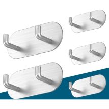 Toolive - Handtuchhalter ohne Bohren, 5er Set Klebehaken Extra Stark, Rostfrei Edelstahl Haken selbstklebend, Moderne Design Wandhaken Handtuchhaken