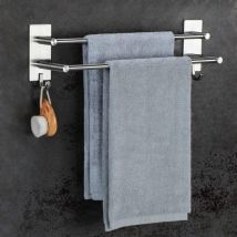 Handtuchhalter ohne Bohren Bad Handtuchstange Edelstahl Gebürstet Selbstklebend Badetuchhalter Doppelt mit 2 Handtuchhaken Wandmontage für Badezimmer