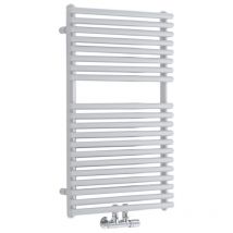 Magera - Moderner Handtuchheizkörper 835mm x 500mm mit Mittelanschluss in Weiß - Hudson Reed
