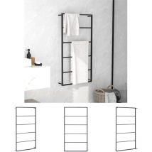 The Living Store Handtuchständer Schwarz 60x10x116 cm Stahl - Handtuchhalter - Schwarz