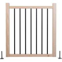 Handystairs - Balaustra 'Echo' in legno di pino con tubi in alluminio - Acciaio nero - 100 cm