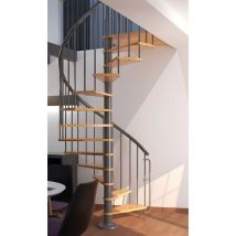 Handystairs - escalier en colimaçon 'bari' - 12 marches en hêtre pour hauteur jusqu'à 305 cm - Diamètre 120 cm - Noir