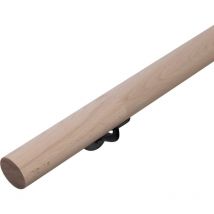 Handystairs - Rampe d'escalier en bois Garde-corps rond ø 40 mm - Bois de hêtre jointé - Extrémités droites - 400 cm