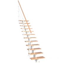 Scala ad albero centrale 'Londra' - 12 gradini in faggio fino a 299 cm - compreso corrimano - bianco - Handystairs